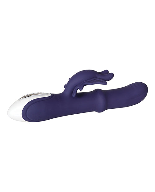 Put A Ring On It Rechargeable Silicone Vibrator with Sliding Shaft Ring - Purple