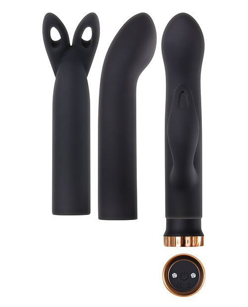 Four Play Rechargeable Bullet with 3 Silicone Sleeves Kit - Black