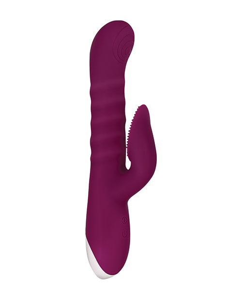 Lovely Lucy Rechargeable Silicone Dual Vibrator with Clitoral Stimulator - Red