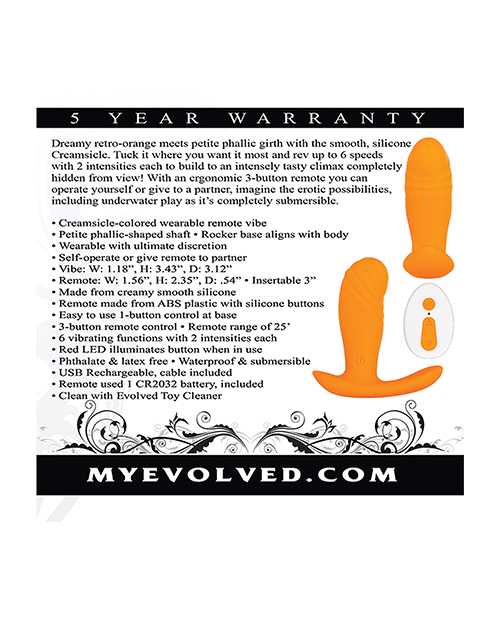 Creamsicle Silicone Rechargeable Wearable Vibrator with Remote Control - Orange/White