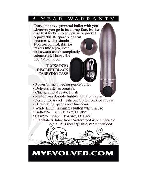 Travel Gasm Rechargeable Bullet - Gun Metal