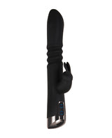 Rapid Rabbit Rechargeable Silicone Thrusting Rabbit Vibrator - Black