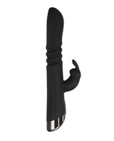 Rapid Rabbit Rechargeable Silicone Thrusting Rabbit Vibrator - Black