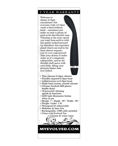 Skinny G Rechargeable Silicone G-Spot Vibrator - Black