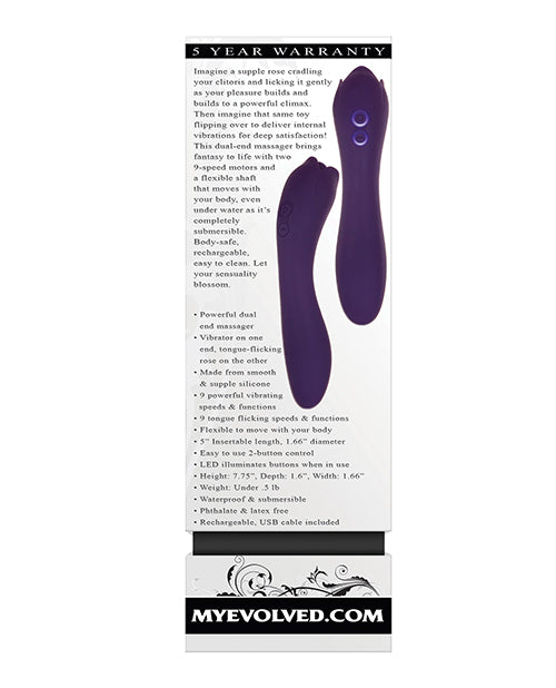 Thorny Rose Rechargeable Silicone Dual-End Vibrator - Purple