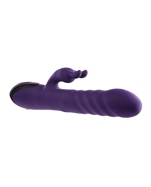 Rascally Rabbit Rechargeable Silicone Thrusting Rotating Vibrator - Purple