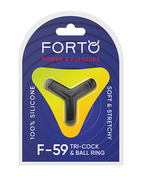 Forto Tri Cock & Ball Ring - Black