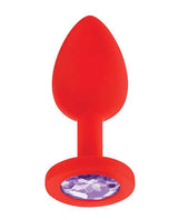 Luv Inc. Jeweled Silicone Butt Plug w/Three Stones - Small Red