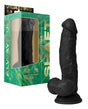 ["Shaft Flexskin Liquid Silicone 8.5\" Vibrating Side Curve Dong w/Balls - Black"]