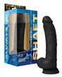 Shaft Flexskin Liquid Silicone 9.5" Vibrating Curved Dong w/Balls - Black