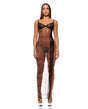 Animal Instincts Sheer Mesh and Lace Gown w/Thong 2 pc Set - Animal SM