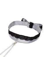 Fifty Shades of Grey Play Nice Satin and Lace Collar andamp; Nipple Clamps - Silver/Black