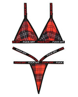 Vibes FUCK OFF Bralette & Thong Plaid L/XL