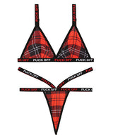 Vibes FUCK OFF Bralette & Thong Plaid M/L