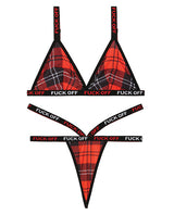 Vibes FUCK OFF Bralette & Thong Plaid S/M