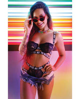  =Vibes Not Your Bitch Lace Bra & Cutout Panty Black S/M