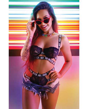  =Vibes Not Your Bitch Lace Bra & Cutout Panty Black S/M