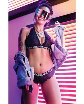  =Vibes Not Your Bitch Bralette & Cheeky Panty Black S/M