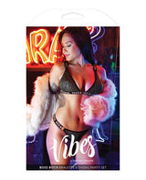 Vibes Boss Bitch Bralette & Thong Panty Black/Gold M/L