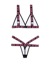 Vibes Sexy Bitch Bralette & Strappy Panty Black L/XL