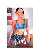 Vibes No Fuck Given Bralette & Cheeky Panty Monday Blue S/M