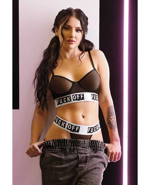 Vibes Fuck Off Mesh Bra & Thong Black M/L
