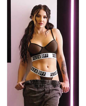 Vibes Fuck Off Mesh Bra & Thong Black M/L