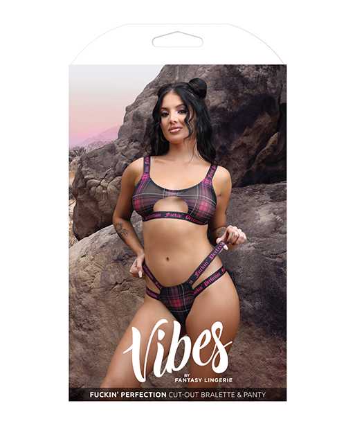 Vibes Fuckin' Perfection Cutout Bralette & Panty Black/Pink M/L