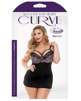 Curve Nene Cutout Molded Leopard Print Chemise w/G-String Rose Leopard 1X/2X