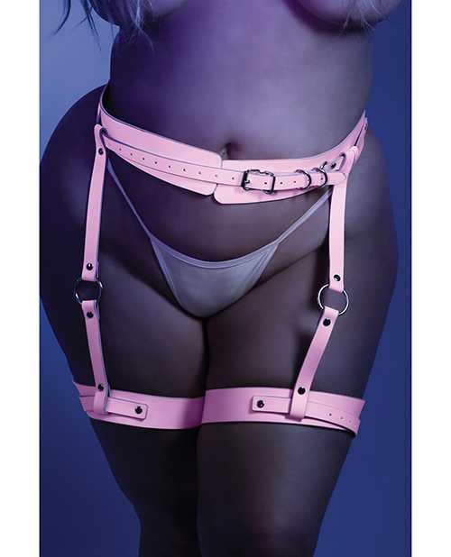 Glow Strapped In Glow in the Dark Leg Harness Light Pink O/S