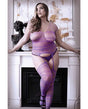 Purple Haze Sheer Strappy Gartered Bodystocking Purple QN