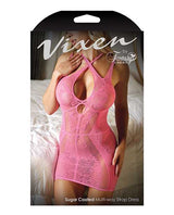 Vixen Multiway Strap Net Lace Dress Pink L/XL