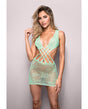 Vixen Yours Truly Strappy Floral Knit Crossover Dress - Mint O/S