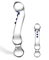 Glas Curved G-spot Glass Textured Dildo 6in - Clear/Blue