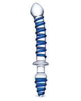 Glas Mr Swirly Double Ended Glass Dildo and Butt Plug 10in - Blue/Clear