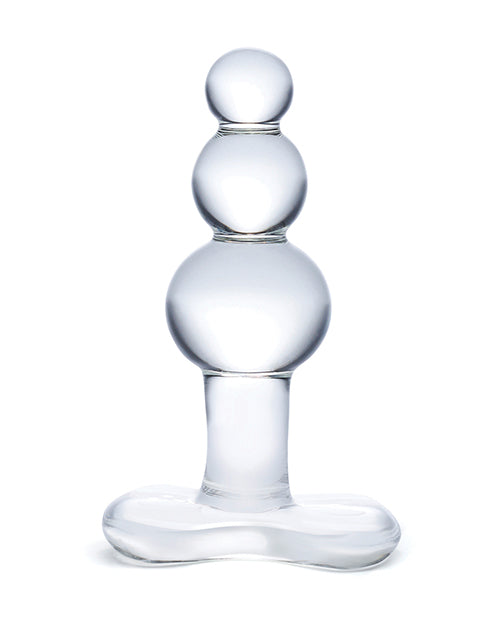 Glas Beaded Glass Butt Plug with Tapered Base - Clear