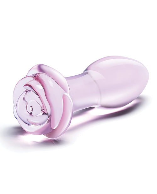 Glas Blossom Ring Glass Anal Plug - Pink