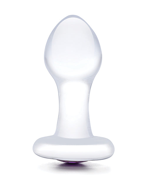 Glas Jewel Anal Plug - Clear/Purple