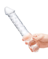 Glas Double Ended Glas Dildo with Anal Beads 12in - Clear