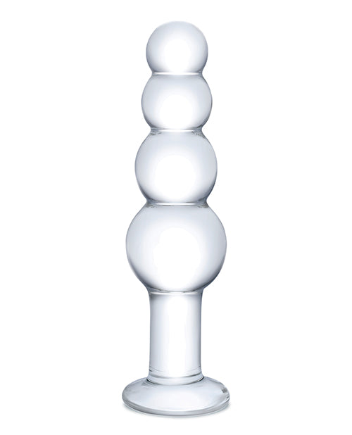 Glas Beaded Glass Butt Plug 7.25in - Clear