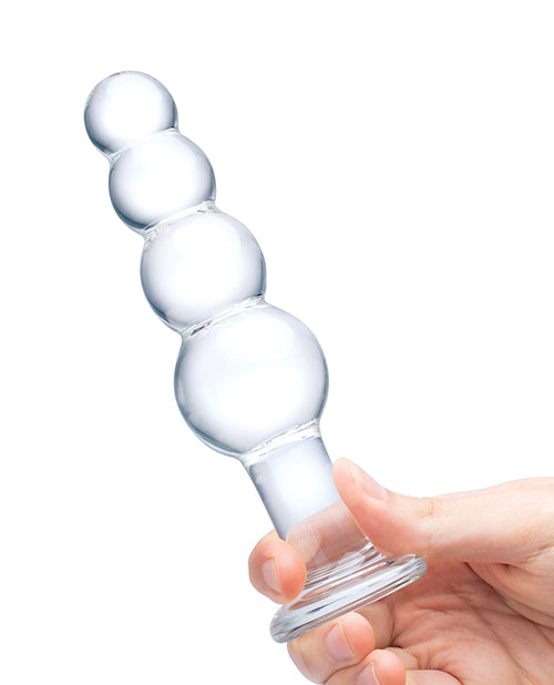 Glas Beaded Glass Butt Plug 7.25in - Clear