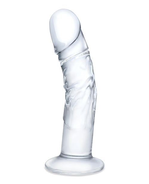 Glas Curved Realistic Glass Dildo with Veins 7in - Clear