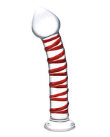 Glas Mr. Swirly Glass Dildo 8in - Clear/Red