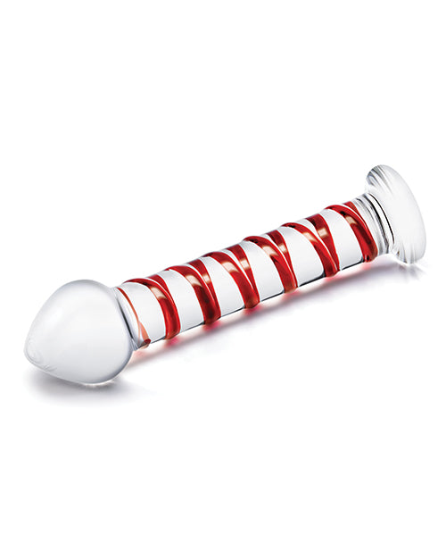 Glas Mr. Swirly Glass Dildo 8in - Clear/Red