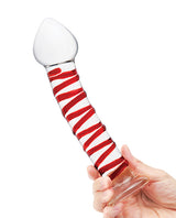 Glas Mr. Swirly Glass Dildo 8in - Clear/Red