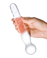 Joystick Textured Glass Dildo Clear