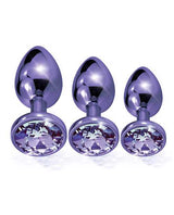 Nixie Metal Butt Plug Trainer Set w/Inlaid Jewel - Purple Metallic