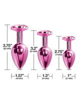 Nixie Metal Butt Plug Trainer Set w/Inlaid Jewel - Pink Metallic