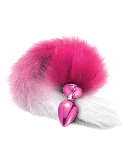 Nixie Metal Butt Plug w/Faux Fur Tail - Pink Metallic