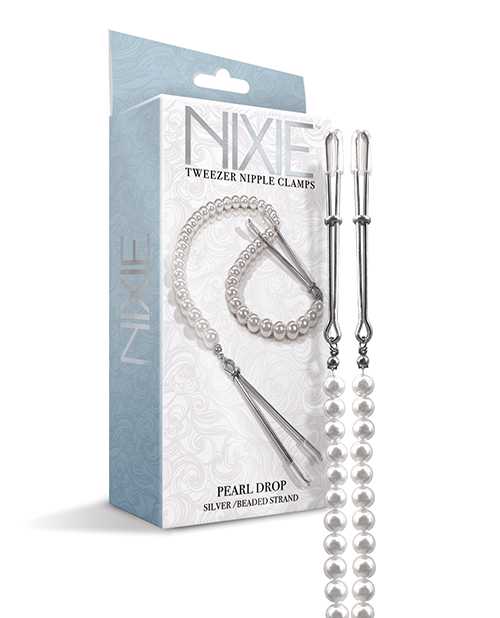 Nixie Pearl Drop Tweezer Nipple Clamps - Silver